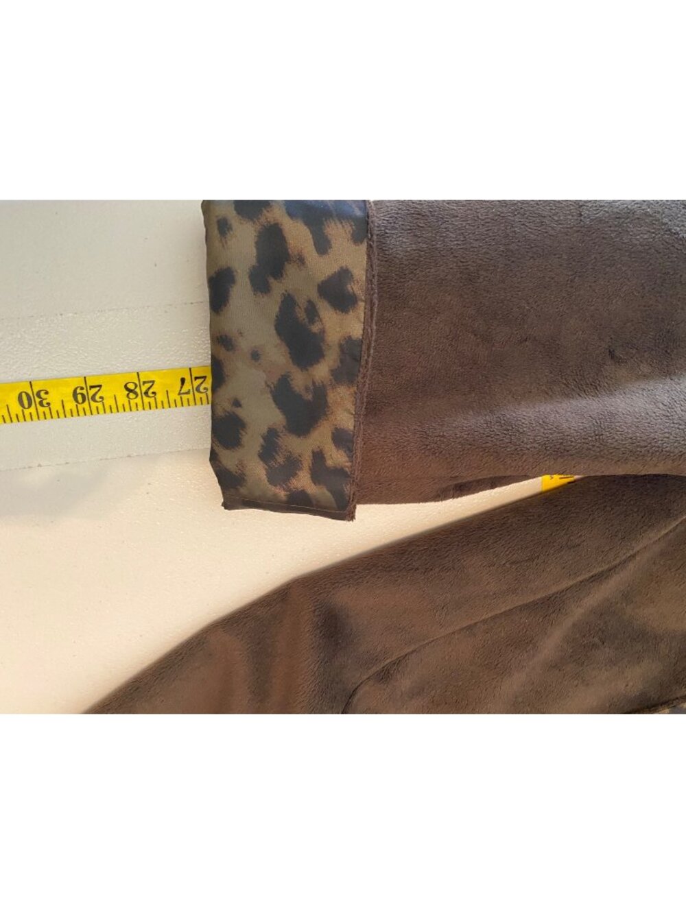Dennis Basso Reversible Hooded Brown Faux Suede Leopard Coat Large - Picture 11 of 11